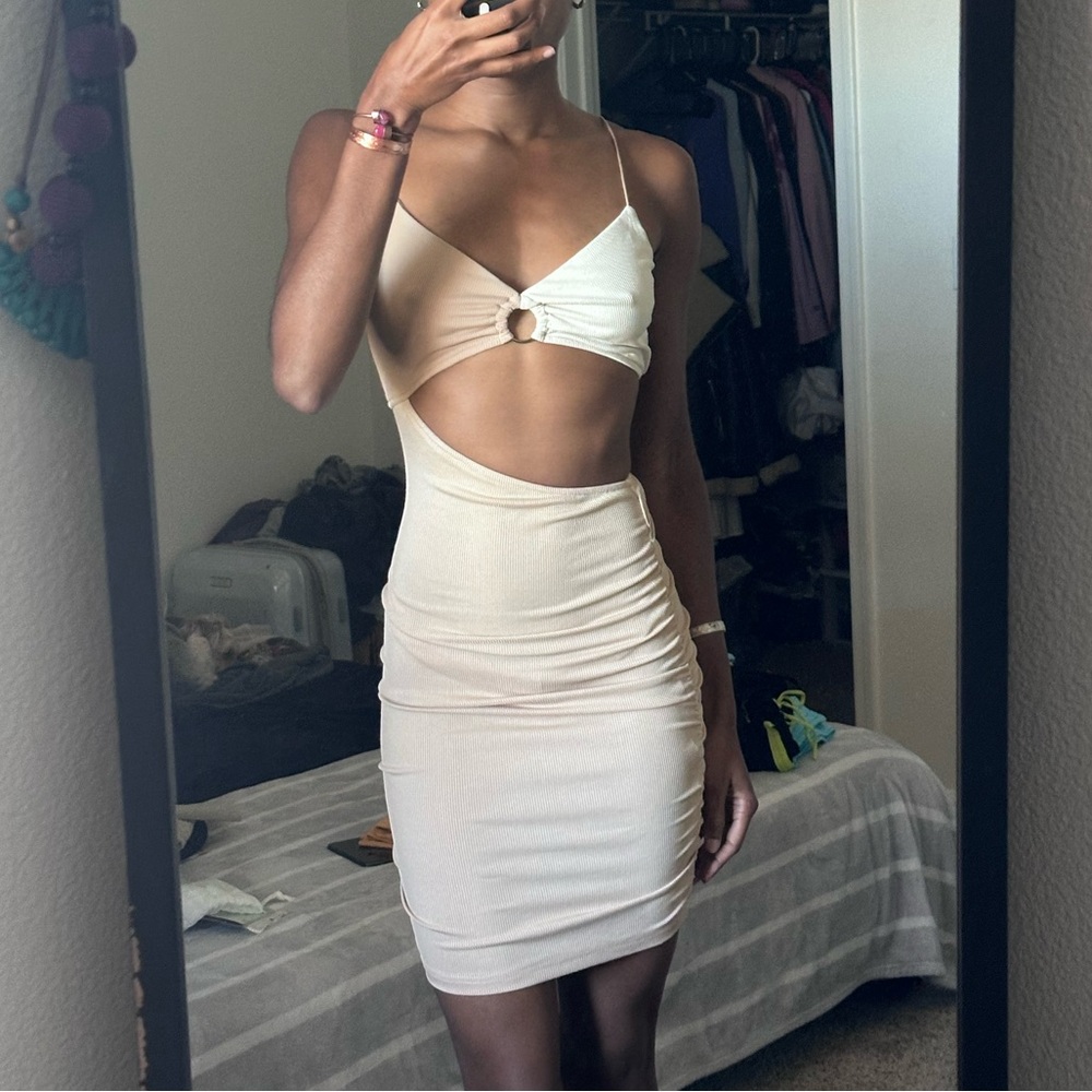 Asymmetrical Cream Dress